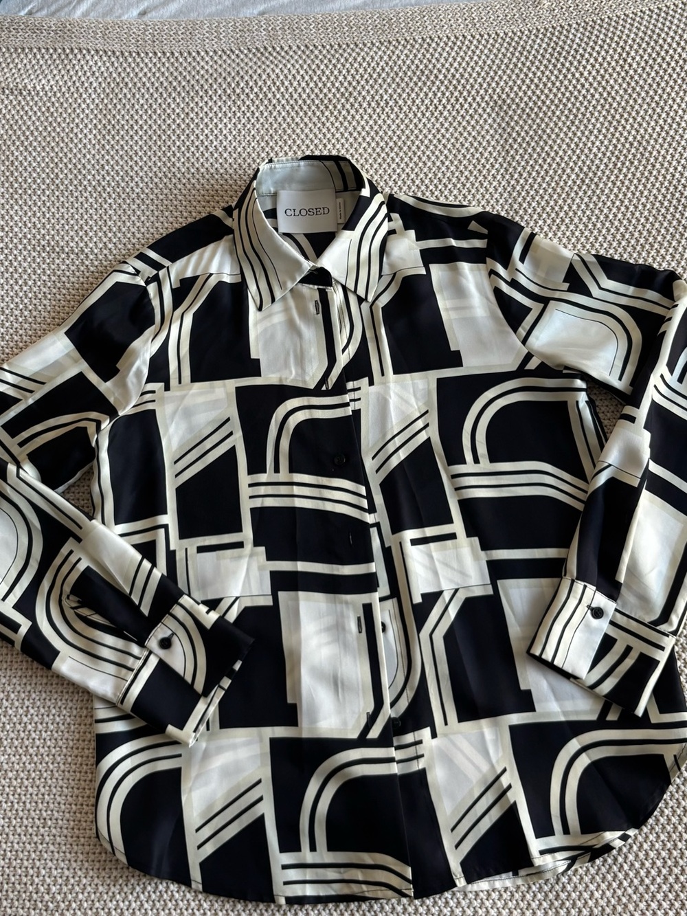CLOSED - Black & White Geometric Button-Up Shirt